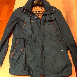 Turquoise Burberry rain coat